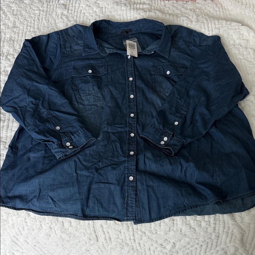 Torrid Indigo Denim Long Sleeve Shirt